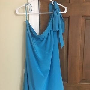 One shoulder, silk dress by Trina Turk